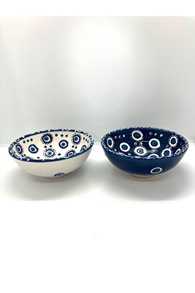 Emre Hediyelik طقم وعاء للحلويات مصنوع يدويًا من خرز العين الزرقاء، مكون من ق...