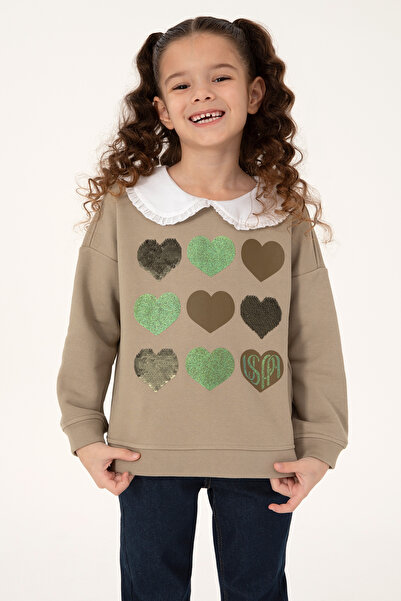 U.S. Polo Assn. Girl's Light Khaki Sweatshirt 50317879-Vr183