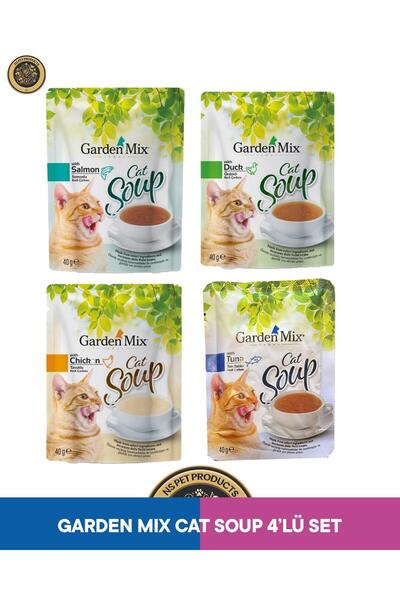 Garden Mix Tavuklu & Balıklı & Ördekli & Somonlu Kedi Çorbası Kedi Ödül Mamas...