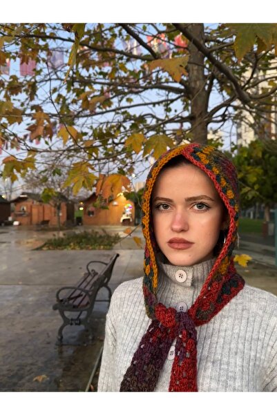 Handmade El Örgüsü Balaclava (Kapüşonlu Bere & Boyunluk) batik desen şapka