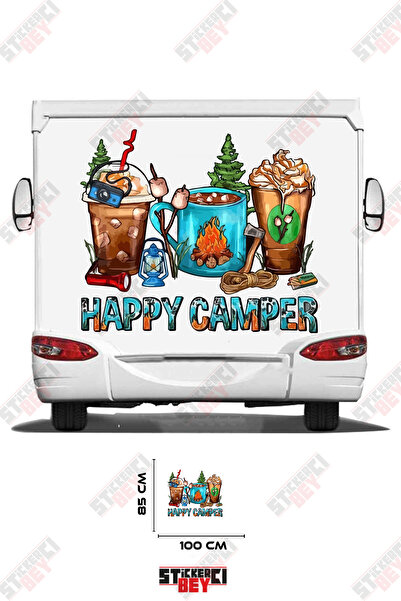 STİCKERCI BEY Happy Camp Written on Caravan Sticker Coating