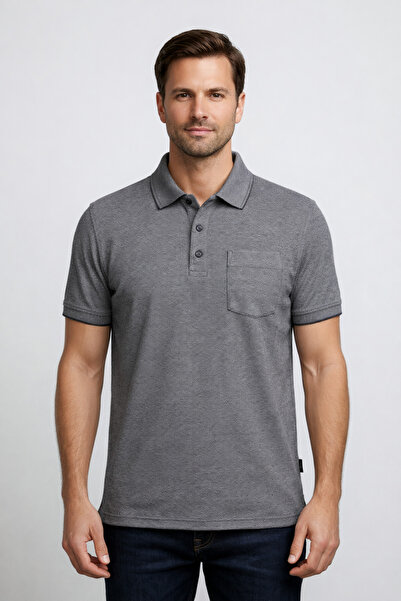 YAKAMEL تي شيرت رجالي بياقة بولو وأكمام قصيرة وجيوب منقوشة وقصة واسعة وأزرار