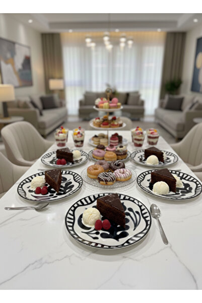 FARALYAHOME Porcelain Pasta Plate, Presentation Plate Set of 6 20 cm Mediterr...