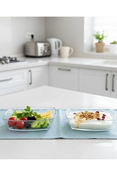 Mebey Home 2-Piece Glass Appetizer and Breakfast Plate with Jam Bowl