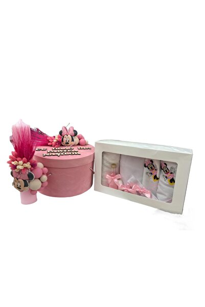 Inovius Baptismal set, 9 pieces with Minnie Mouse Pink Velvet - TB232
