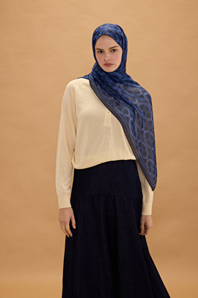 cs camellia scarf Şal Rami Praga - Albastru închis