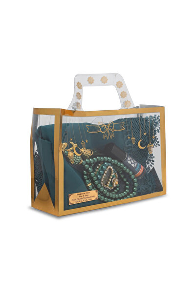 Hayrat Neşriyat شال مطرز بالإبرة + مسبحة + جهاز تذوق الصلاة + مجموعة هدايا إي...