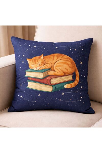 Elay Tekstil Kedi Figürlü Dijital Baskılı Kırlent