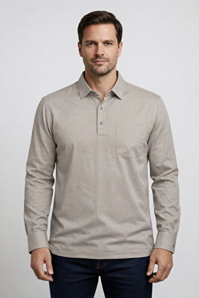 YAKAMEL Ανδρικό πουκάμισο με γιακά, μακρυμάνικο, με τσέπες, βασικό φαρδύ μπλο...