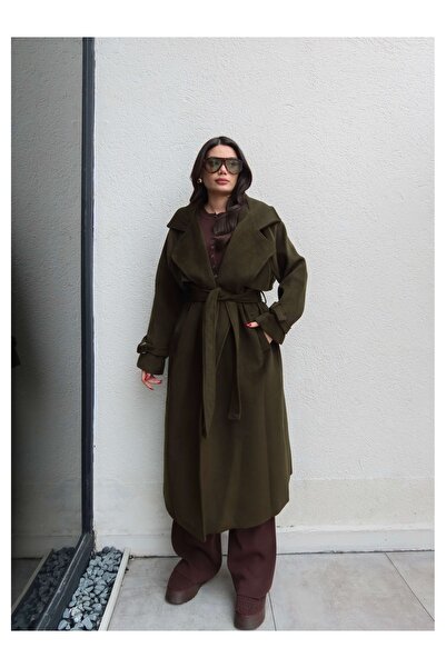 ESRAHELVACI Double Breasted Sleeve Belted Belted Wool Coat