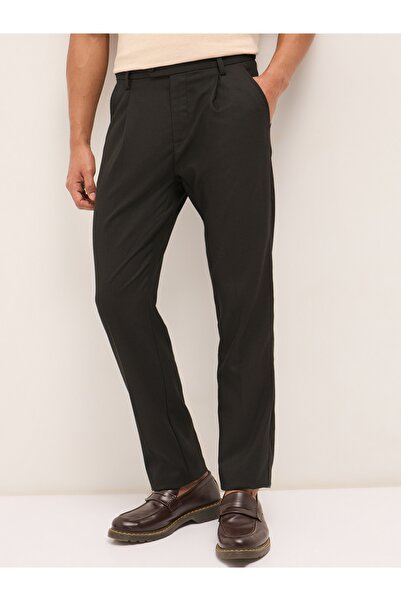 The Bear House Men's Textured Regular Fit Formal Trouser
