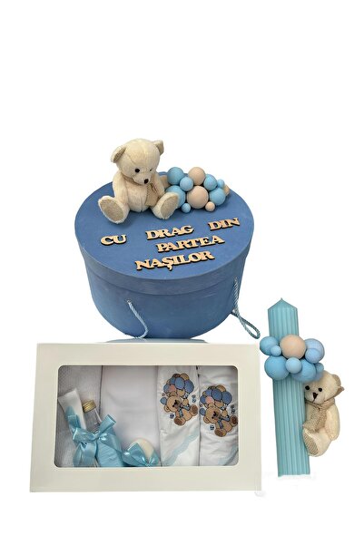 Inovius Trusou botez, 9 Piese cu Ursulet Albastru din Catifea - TB236