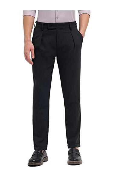 The Bear House Men's Woven Checked Slim Fit Formal Trousers