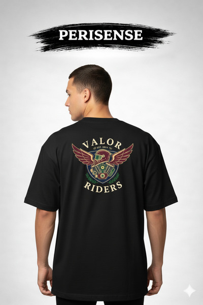 PERISENSE تي شيرت للجنسين من Biker Brotherhood مطبوع مصنوع من القطن الممشط ال...