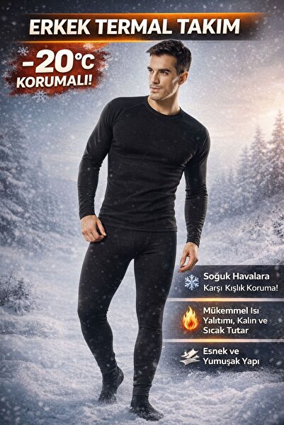 Namaldı Men's Long Sleeve Thermal Underwear Set – Ş Fleece-Lined Winter Tight...