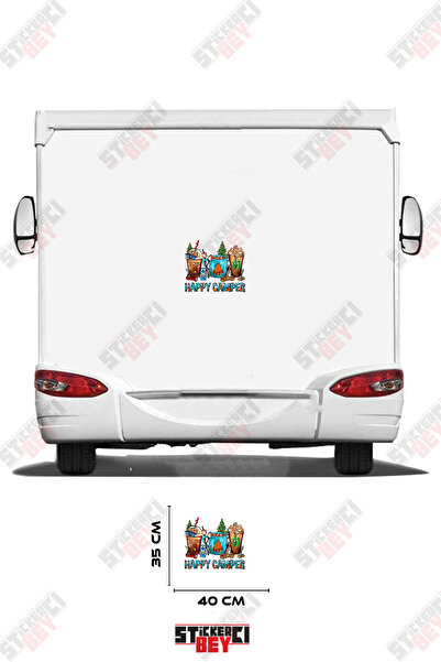 STİCKERCI BEY Happy Camp Written on Caravan Sticker Coating