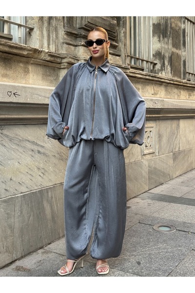 Tubik Women's Satin Fabric Top and Bottom Set