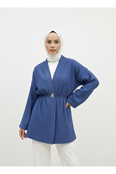 Foremia Button Detail Cardigan-Indigo