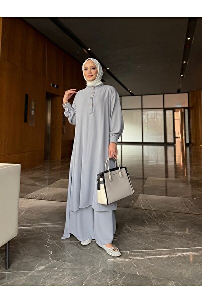 sevannaluxurydesign Kadın düğme detay tunik &pantolon takım