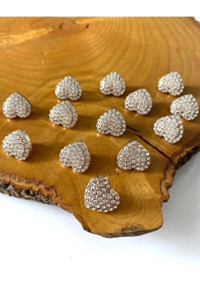 Canan Design Special Stone 21 mm (32 Size) Gold Heart Button (6 Pieces)