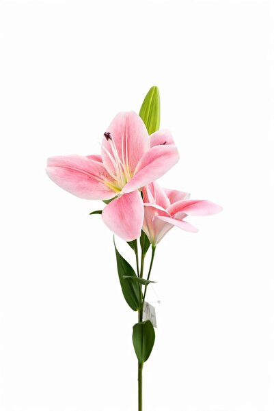 OEM Elegant delicate pink artificial lily, 2 flowers and bud, height approxim...