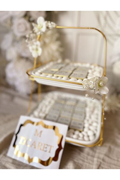 m ticaret Altın Sarısı 2 Katlı Sunumlukta 60 Kız İsteme Çikolatası Kişiye Öze...