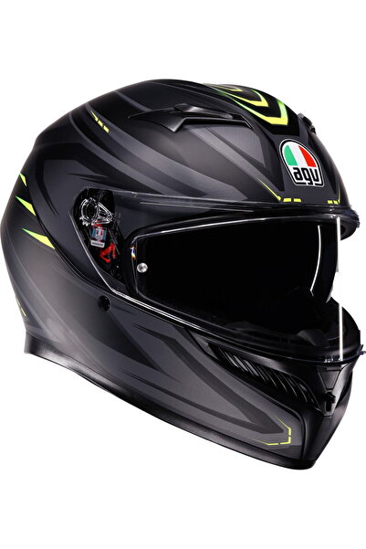 AGV K3 MPLK Syth Kapalı Kask (Mat Siyah-Fluo Sarı)