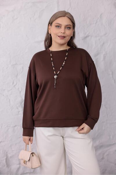 Siyezen Plus Size Crew Neck Basic Sweatshirt