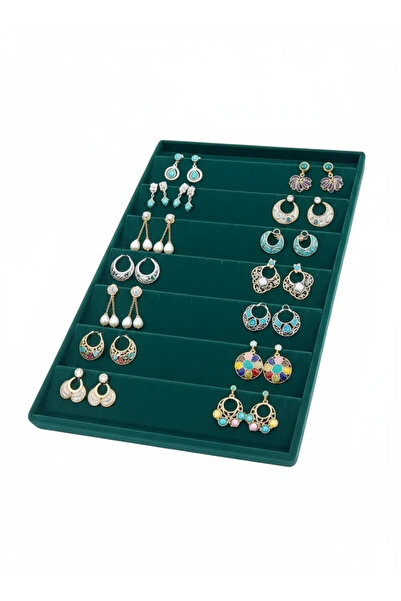 MeGass Dekor Saray Bosna Model Suede Fabric Green Color 34/24 cm Upright Earr...