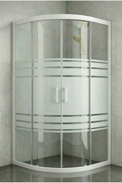 Durul Duşakabin Oval 5 mm Trio Desen Temperli Cam Beyaz Profil 190 cm