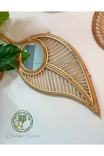 Renesse Home Mali El Yapımı Rattan Duvar Aynası