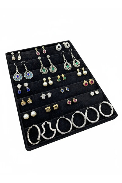 MeGass Dekor Saray Bosna Model Suede Fabric Black Color 34/24 cm Upright Earr...