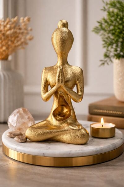 ersu store 22cm Tasarım Yoga bBeden Zihin Meditasyon Figürü Ofis Ev Biblo Obj...