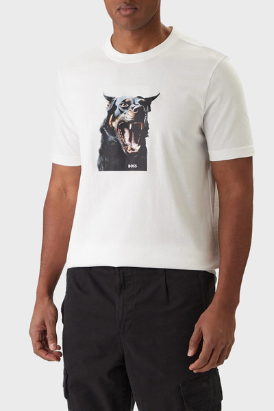 BOSS Baskılı Pamuklu Regular Fit Bisiklet Yaka T Shirt Erkek T SHİRT 50558965...