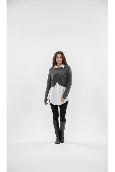 Kedi Fashion Triko detaylı gömlek