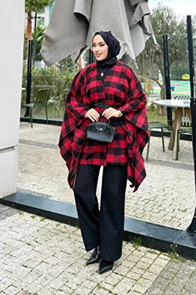 Tesettür Diyarı Плетений палантин з поясом Loren - чорний бордовий Стандартни...