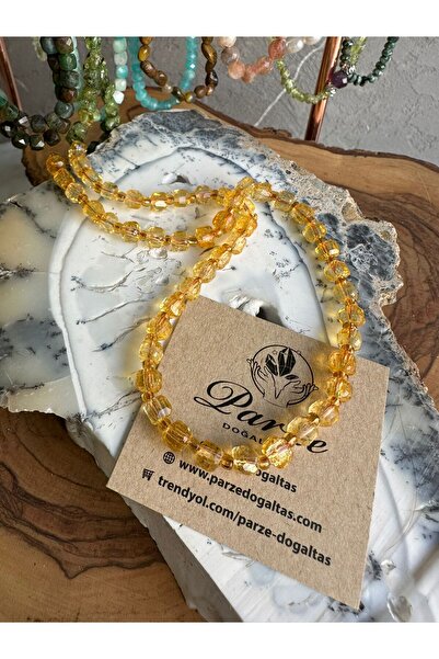 parze doğaltaş Citrine Cube Cut Natural Stone Pendant