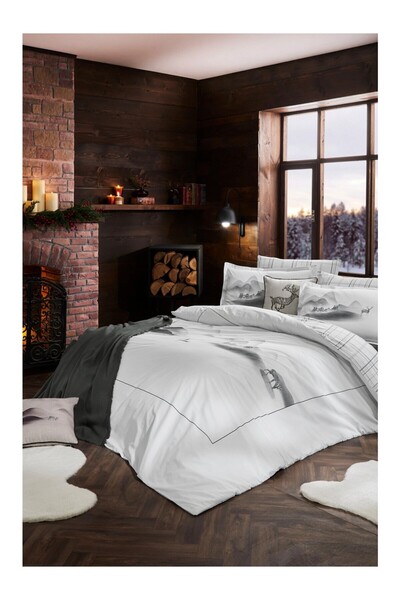 Özdilek Silence Winter Special Double Duvet Cover Set with 4 Pillowcases Black
