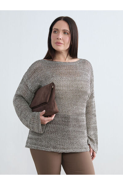 LC Waikiki Galben guler rotund tricotaj cu aspect dantelat Pulover tricotat p...