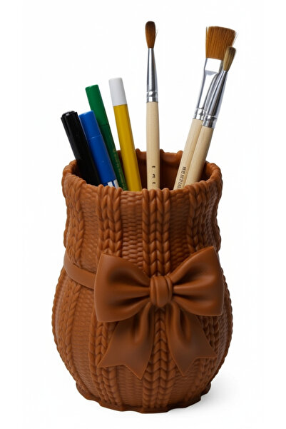 Plodna House 3D Decorative Vase & Organizer with Bowknot and Knitted Look