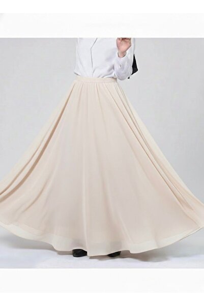MERİT FASHION Kloş Şifon Uzun Etek