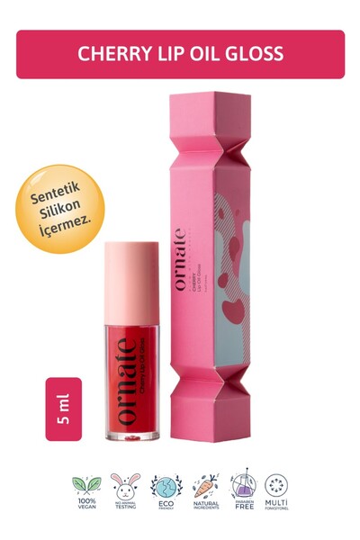 ORNATE Cherry Lip Oil Gloss Dolgunlaştırıcı Efekt Nemlendirici, Parlatıcı Sim...