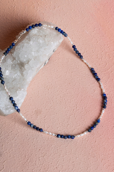 OSMANLI DOĞAL TAŞ Certified Sodalite, Pearl Natural Stone Pendant (Sk:290)
