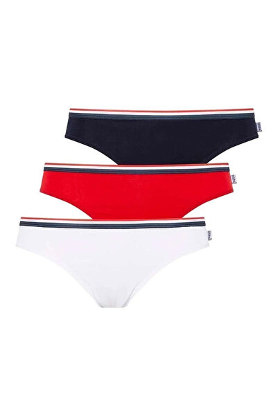 U.S. Polo Assn. حذاء نسائي أبيض - أزرق داكن - أحمر مكون من 3 قطع