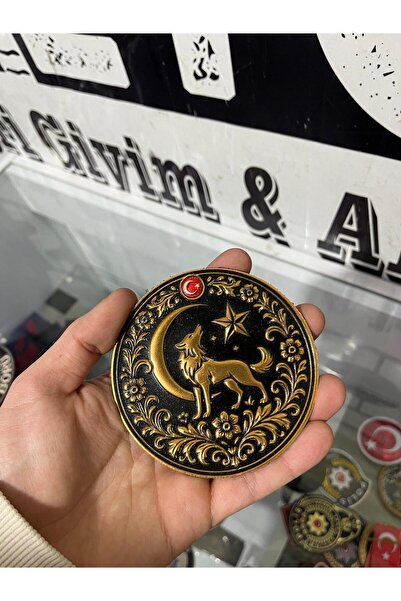 Silyon Askeri Giyim Uluyan Kurt Ay Hilal Peç Sarı Siyah