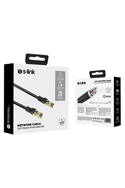 BulutRetail S-LINK MM-CAT701، كابل CAT7، بطول 1 متر، ذو طرف ذهبي، FTP، CCA، ك...