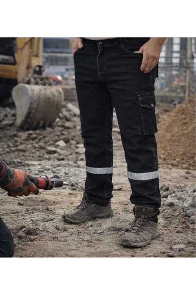 Özpak Lacivert Siyah Kot Pantolon İş Pantolonu Likralı Körüklü