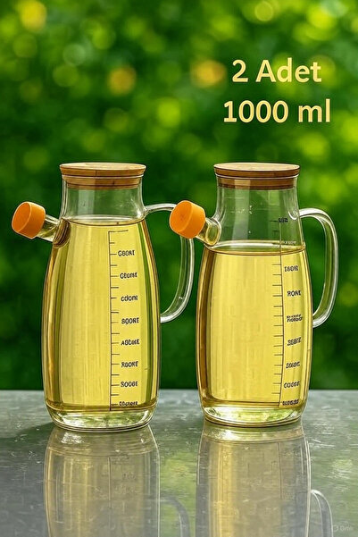 Homerest 2 Adet Bambu Kapaklı Vakumlu Sızdırmaz Borosilikat Cam Yağdanlık Sir...