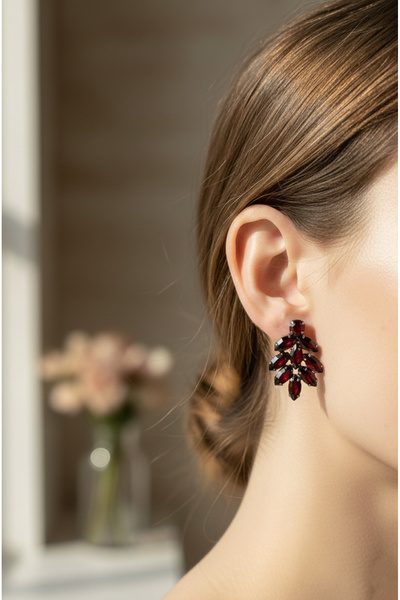 Happyline Kadın Kristal Taşlı Küpe, Sallantılı Küpe, Abiye Küpe, Kına Küpe, B...