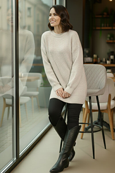 benguen Self-Patterned Knitwear Tunic R4444 Stone Color